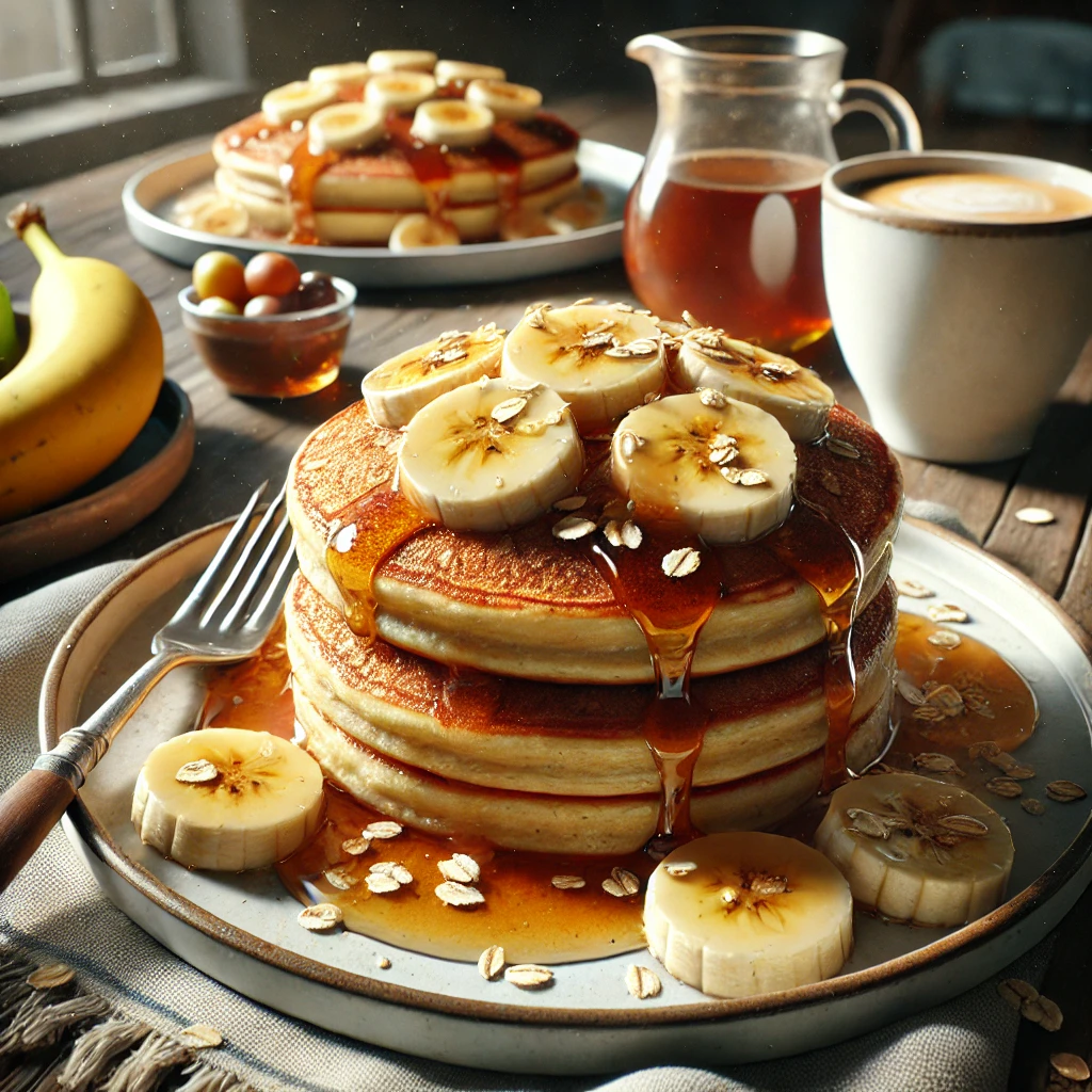 Fluffy Banana Oatmeal Pancakes