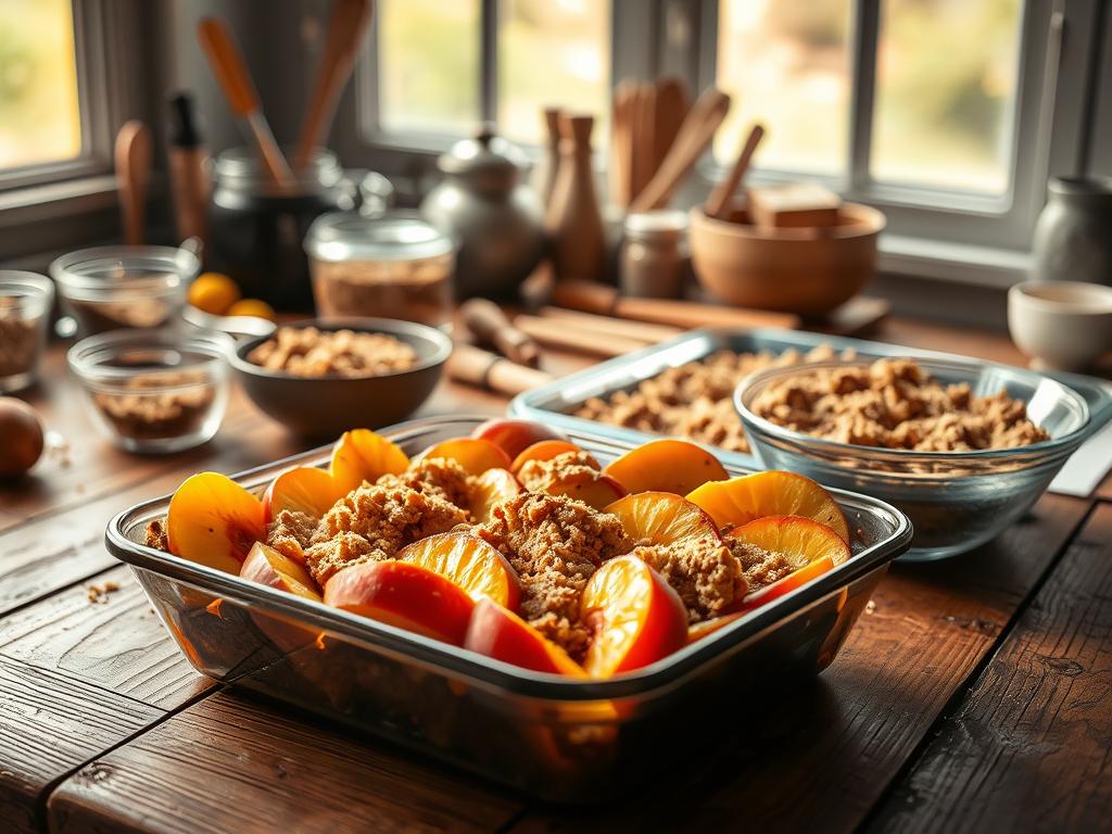 Baked Peach Crumble Preparation