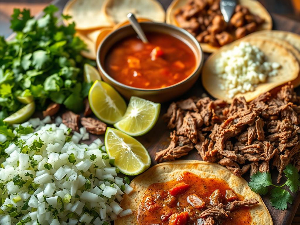 Birria Taco Ingredients Spread