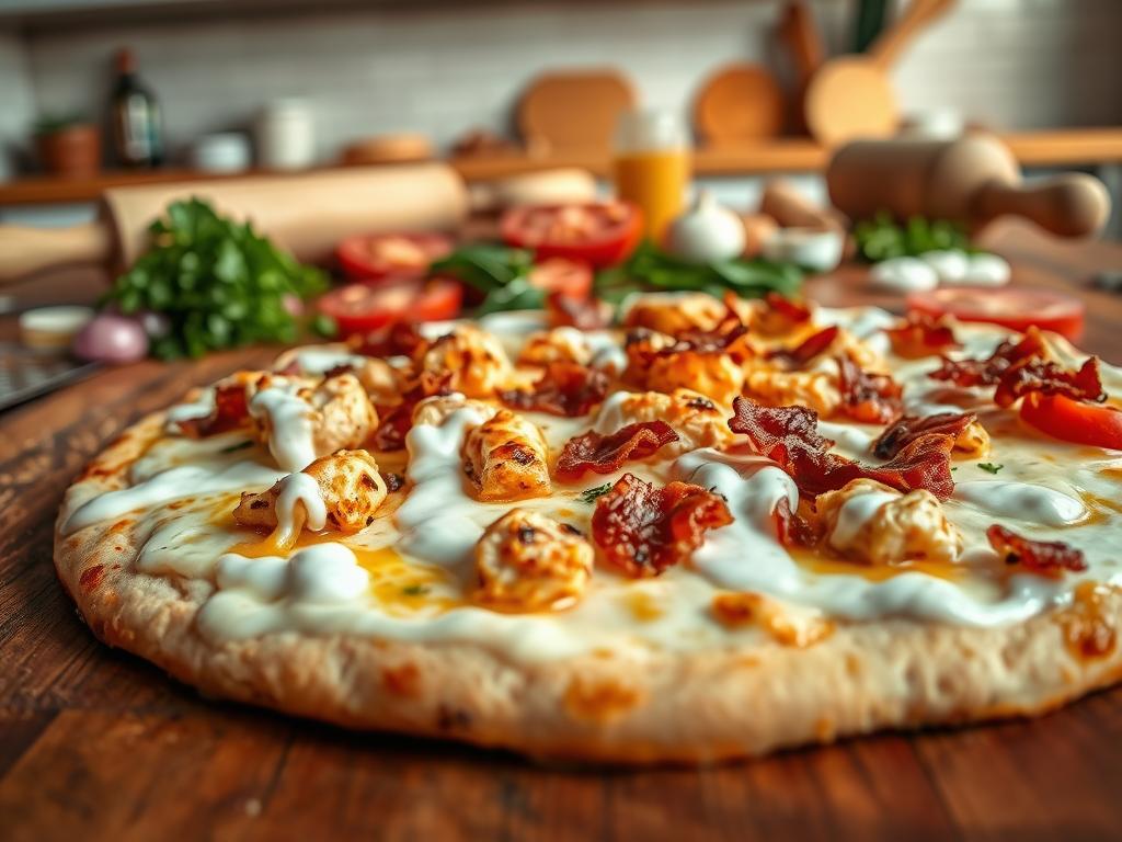 Chicken Bacon Ranch Pizza Preparation