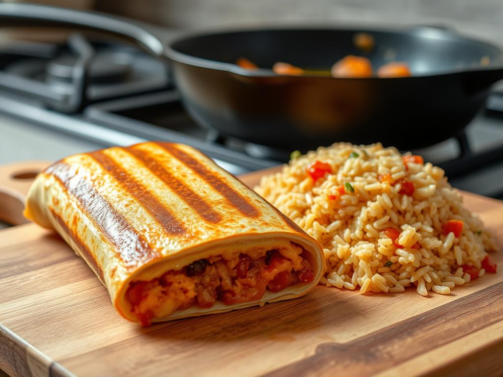 Mexican Grilled Cheese Burrito Spanish Rice Preparation