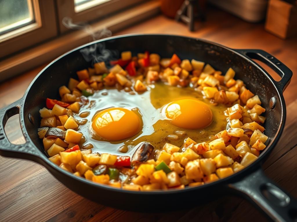 Potato Hash with Eggs Cooking Method