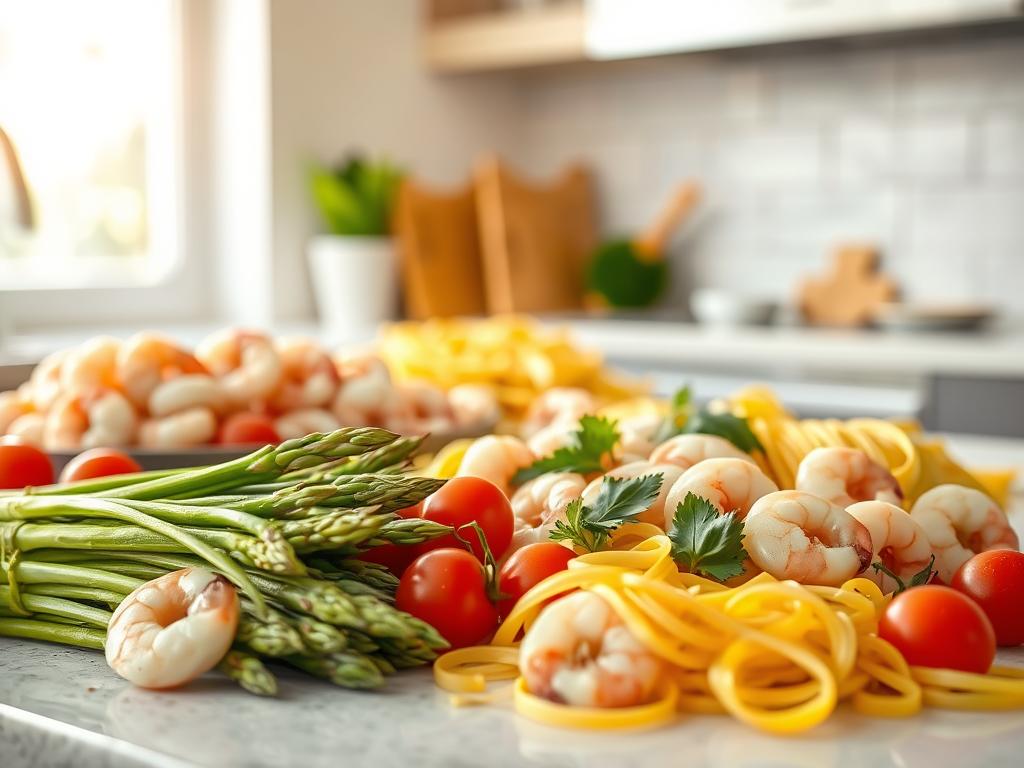 Selecting Perfect Pasta and Shrimp for Primavera