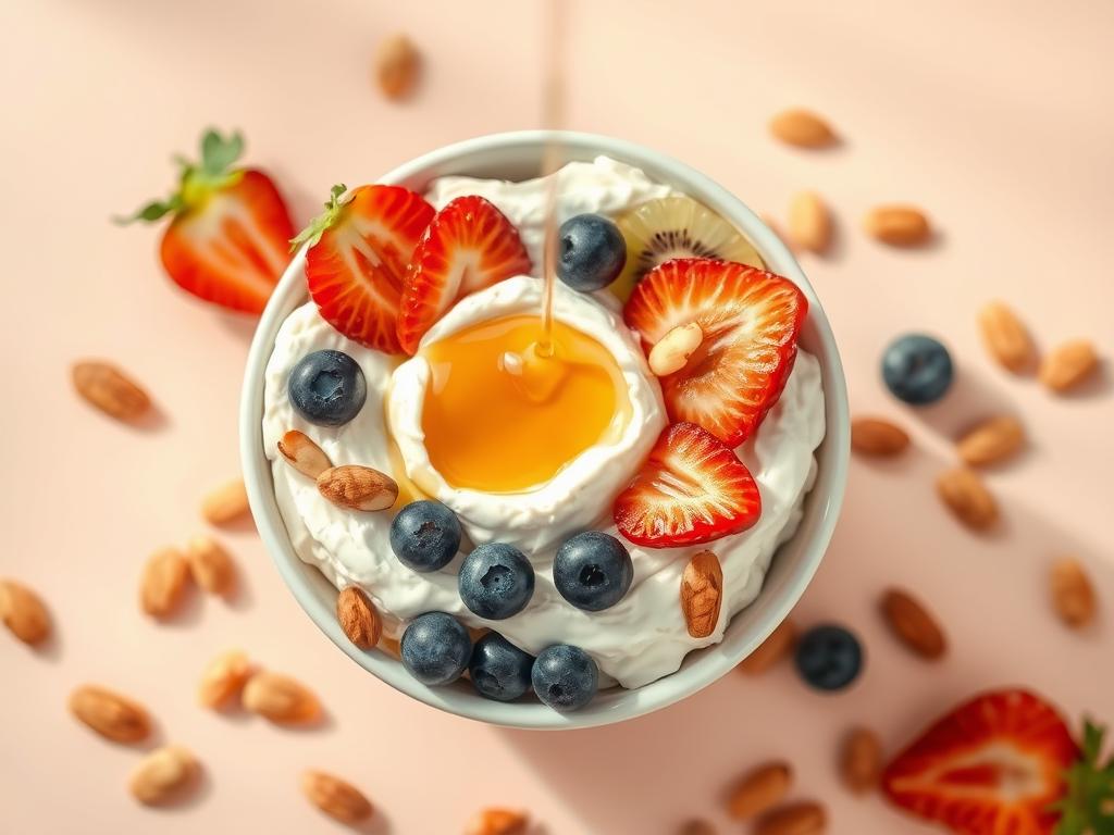 Sweet Cottage Cheese Bowl with Fruit Toppings