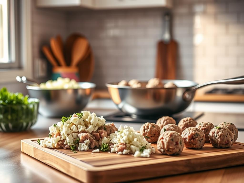 Turkey Feta Meatballs Preparation