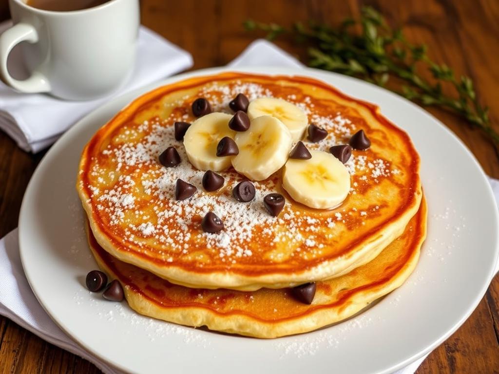 banana chocolate chip pancakes​