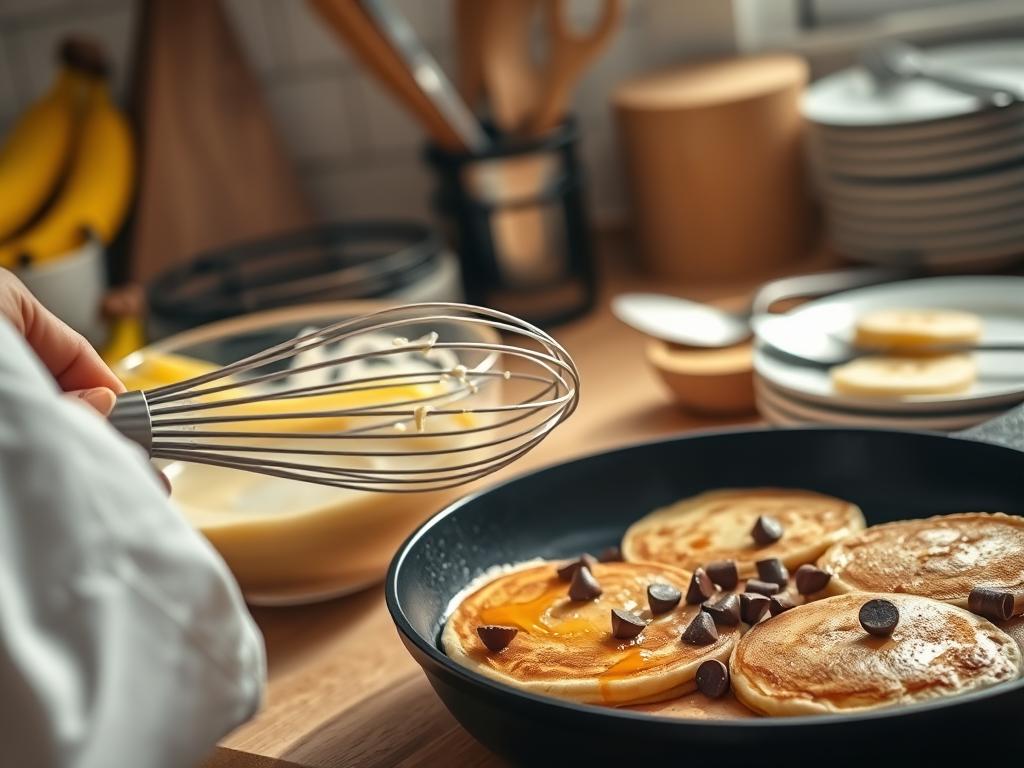 Banana Chocolate Chip Pancake Preparation