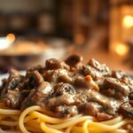 vegan beef stroganoff​