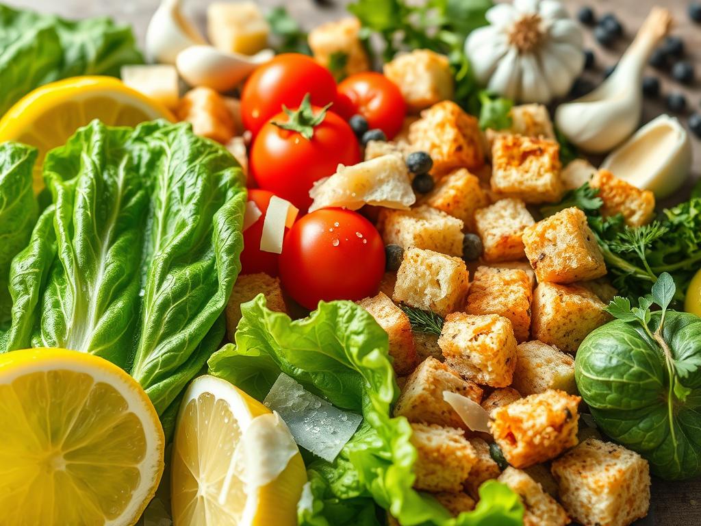 Fresh Caesar Salad Ingredients