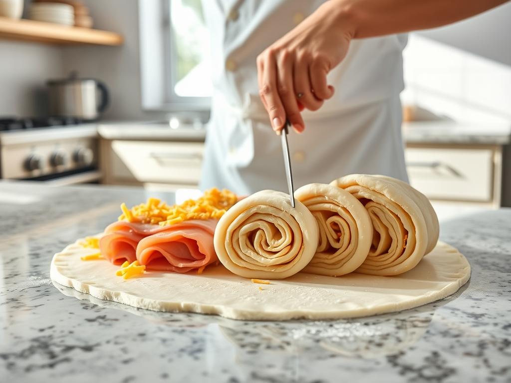 Ham and Cheese Pinwheel Preparation