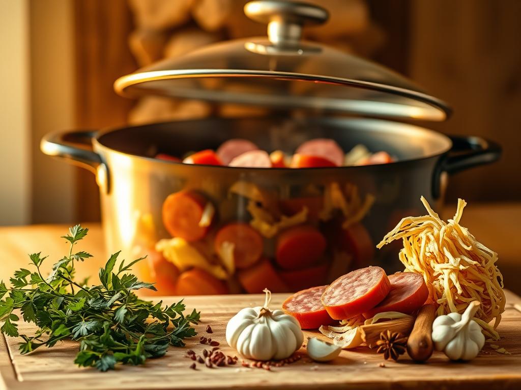 Kielbasa and Sauerkraut Cooking Process