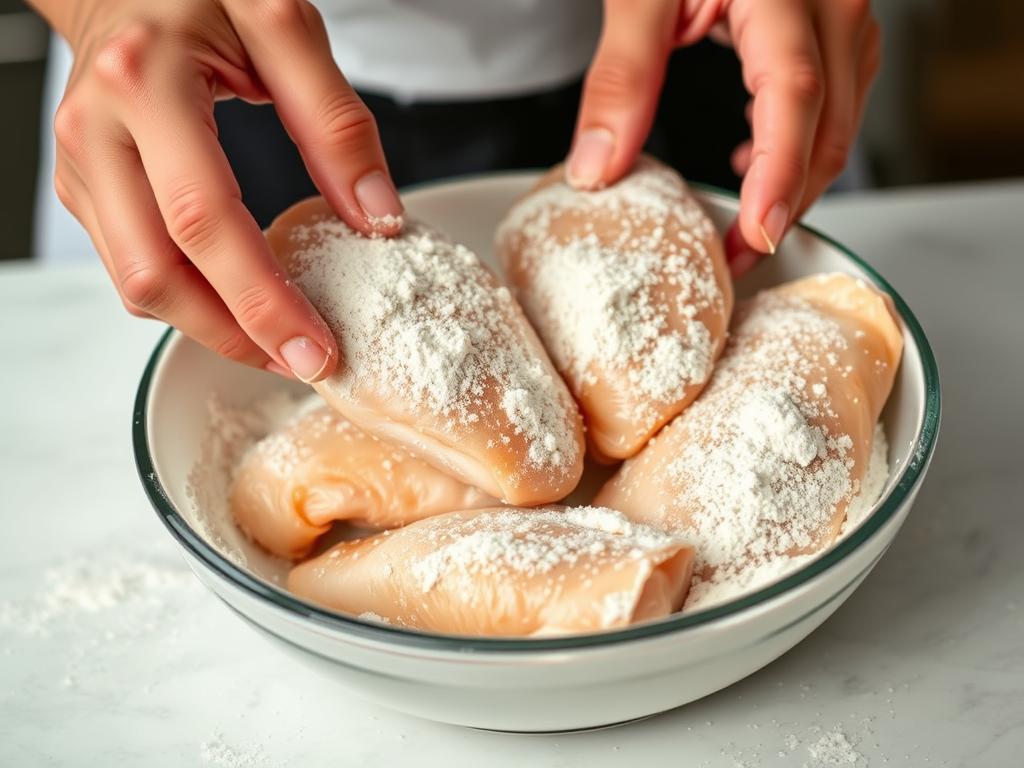 Pan-fried chicken dredging technique