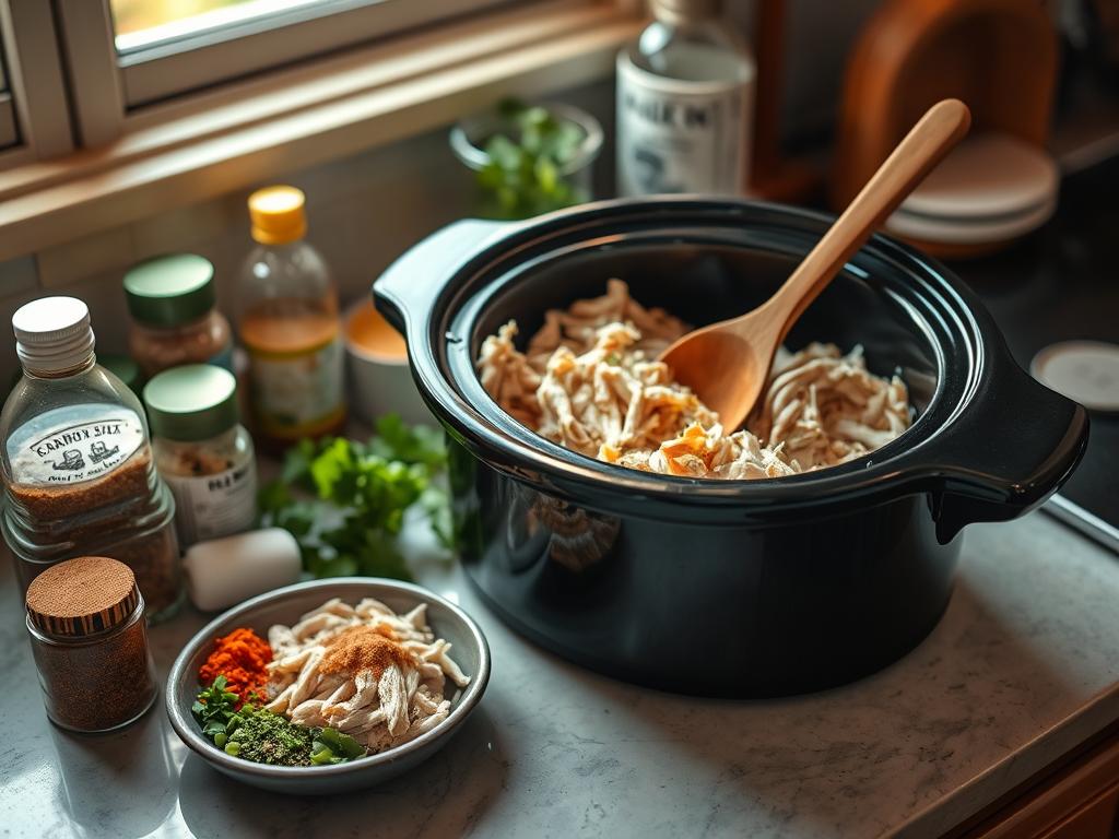 Slow Cooker Pulled Chicken Preparation