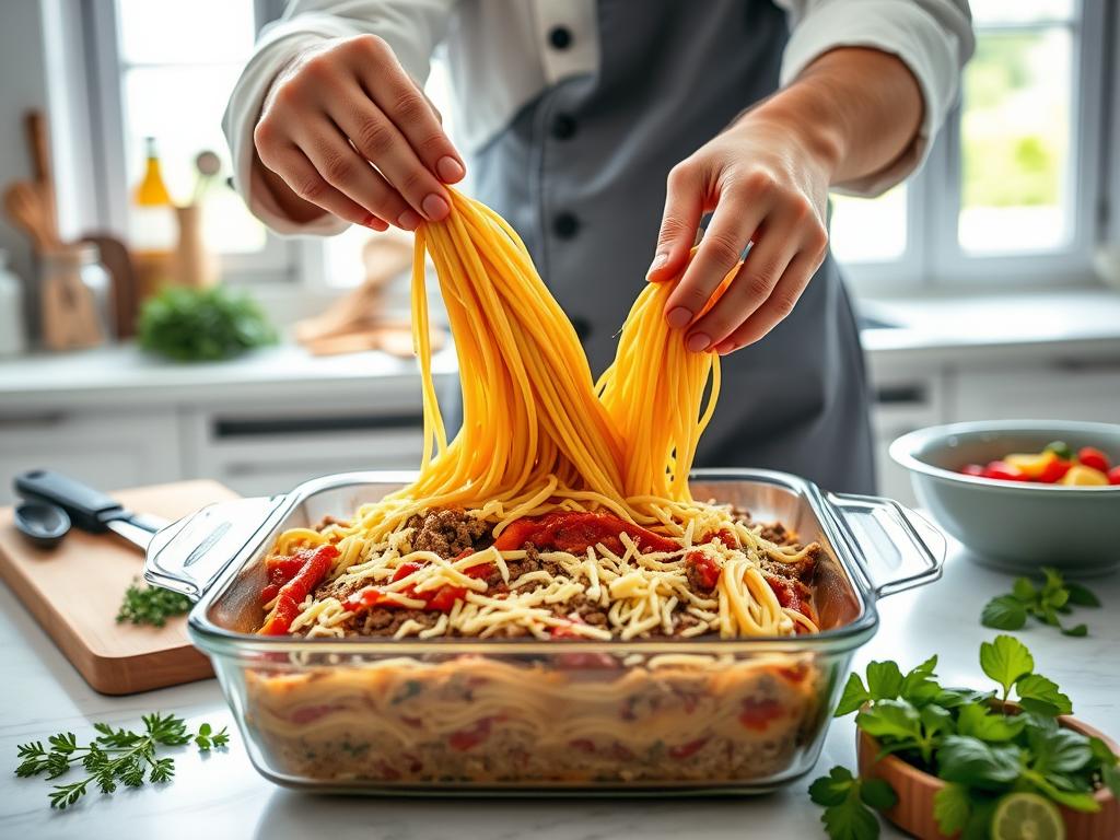 Spaghetti Casserole Preparation Steps