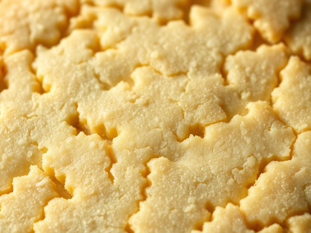a close-up photograph of a perfect shortbread cookie texture, capturing the delicate, crumbly, and slightly golden-brown surface in exquisite detail. The lighting is soft and natural, accentuating the fine, buttery grains and the subtle sheen. The angle is slightly elevated, providing a clean, uncluttered view that showcases the intricate patterns and delicate imperfections that give the shortbread its distinctive character. The overall mood is one of simplicity, refinement, and artisanal craftsmanship, perfectly suited to illustrate the section on achieving the perfect texture for pecan shortbread cookies.